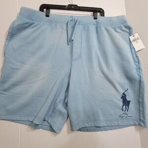 NWT Polo Ralph Lauren Men's Big & Tall Big Pony‎ Fleece Shorts 5XB Blue $125